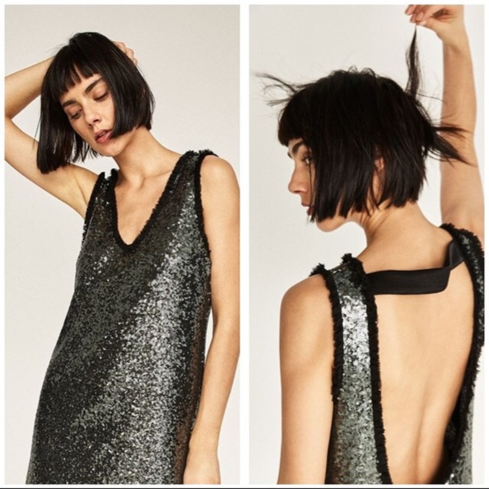 Zara Sequin Dress - Open Back - Small
